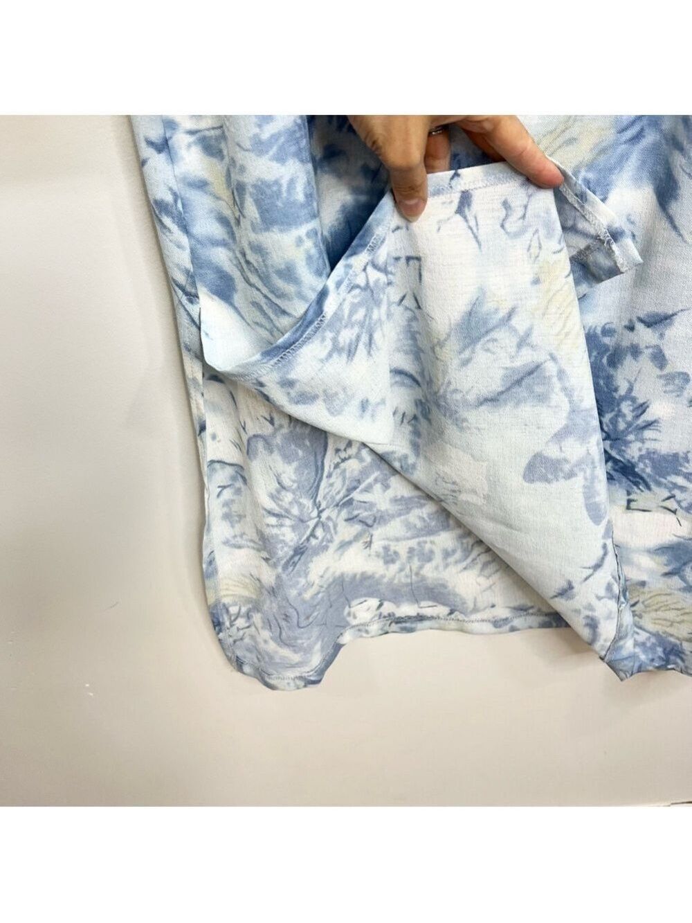 Vintage 80s 90s blue white abstract floral sleeveless long maxi shift dress 14 - Picture 8 of 11